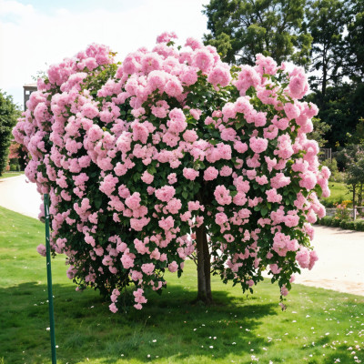 Trandafiri Plangatori Roz - Ghiveci 5L 180-220cm - Anul 4-5